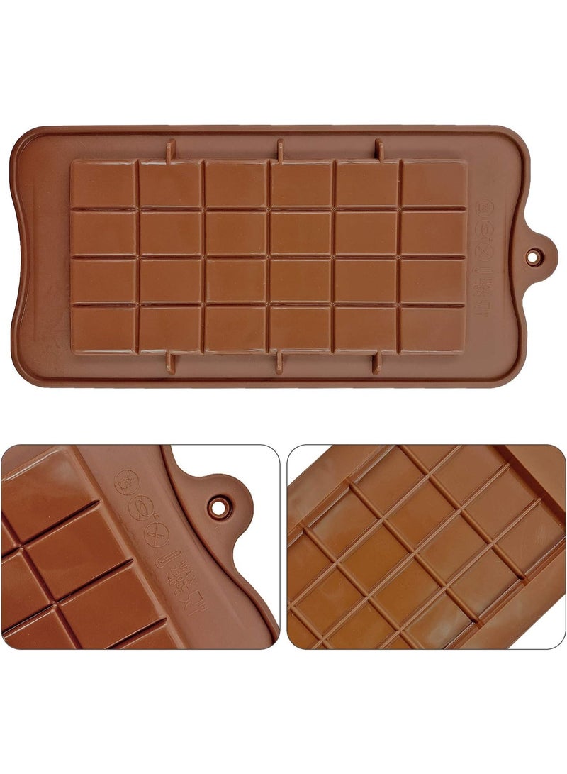 Silicone Break-Apart Chocolate Bar Mold Set of 4 – Food Grade Non-Stick Flexible Silicone Chocolate Molds for Homemade Chocolate Bars – Protein Bar and Energy Bar Mold – Heat and Freezer Resistant – Oven Microwave Safe – 24 Cavity Chocolate Bar Tray – Cocoa Brown - Image 3